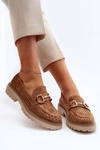 Mokasyny Damskie Ażurowe Z Ozdobą Camel Talesse