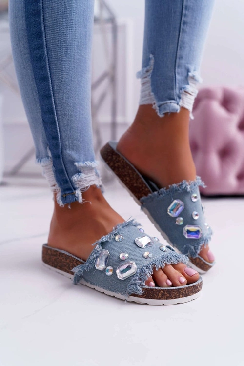 Klapki Damskie z Cyrkoniami Jeans Koko
