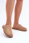 Obuwie Domowe Kapcie Z Haftem Damskie Inblu EY000028 Camel