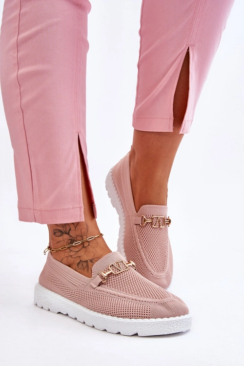 Damskie Wsuwane Tenisówki Slip-On Z Ozdobą Różowe Alena