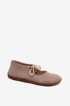 Skórzane Zamszowe Baleriny Barefoot Wiązane Zazoo 021 Cappuccino