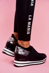 Sportowe Damskie Wsuwane Buty Na Koturnie Czarne Cold Play