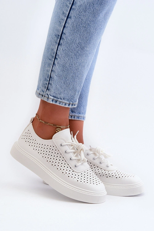 Ażurowe Trampki Sneakersy Na Platformie Białe Tanvi