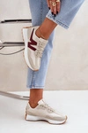 Buty Sportowe Sneakersy Damskie Beżowo-Bordowe Britma