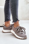 Zamszowe Sneakersy Damskie Z Grubym Sznurowaniem Artiker 54C1465 Szare