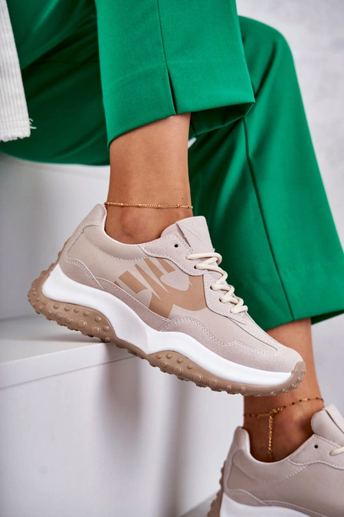 Damskie Buty Sportowe Wiązane Beżowe Tolea