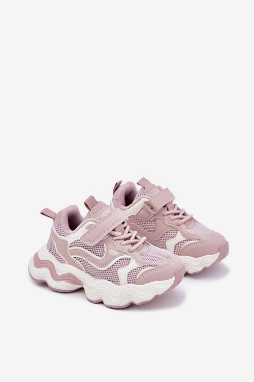 Sneakersy Dziecięce Na Grubej Podeszwie Różowe Lianees