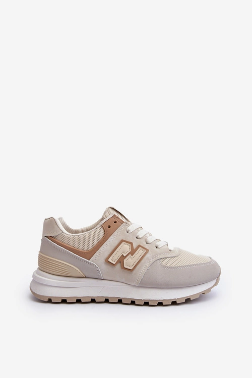 Buty Sportowe Sneakersy Damskie Beżowe Alettesa