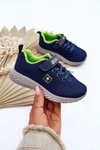 Dziecięce Buty Sportowe Na Rzep Granatowo-Zielone Brego