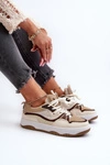 Sneakersy Damskie Na Platformie Brązowe Etnaria