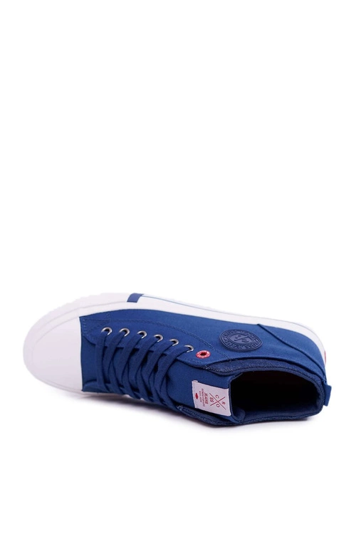 Trampki Męskie Cross Jeans Wysokie Materiałowe Granatowe DD1R4057