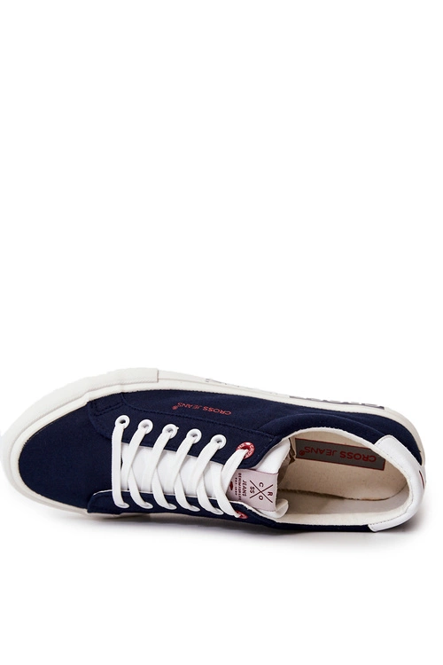 Modne Klasyczne Trampki Cross Jeans JJ1R4028C Granatowe