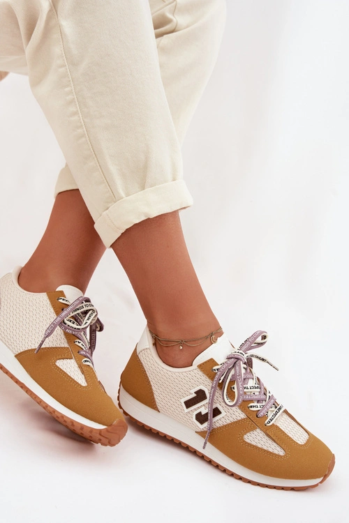 Sneakersy Damskie Z Ozdobnym Sznurowaniem Żółte Henira