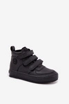 Ocieplane Botki Sneakersy Dziecięce Na Rzepy Big Star SS374070 Czarne
