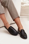 Półbuty Loafersy Damskie Z Eko Skóry Czarne Lilith