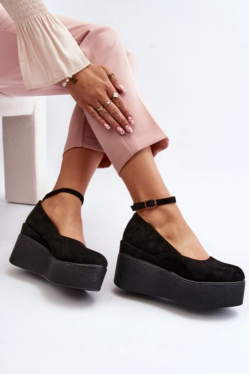 Damskie Espadryle Na Koturnie Czarne Malla