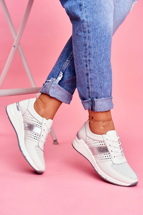 Sportowe Damskie Skórzane Buty Białe 1793 Miss You