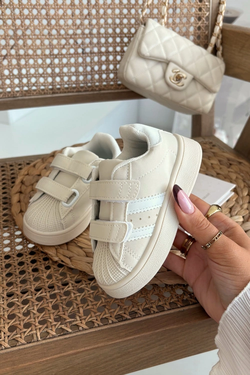 Dziecięce Buty Sportowe Sneakersy Z Eko Skóry Beżowe Renel