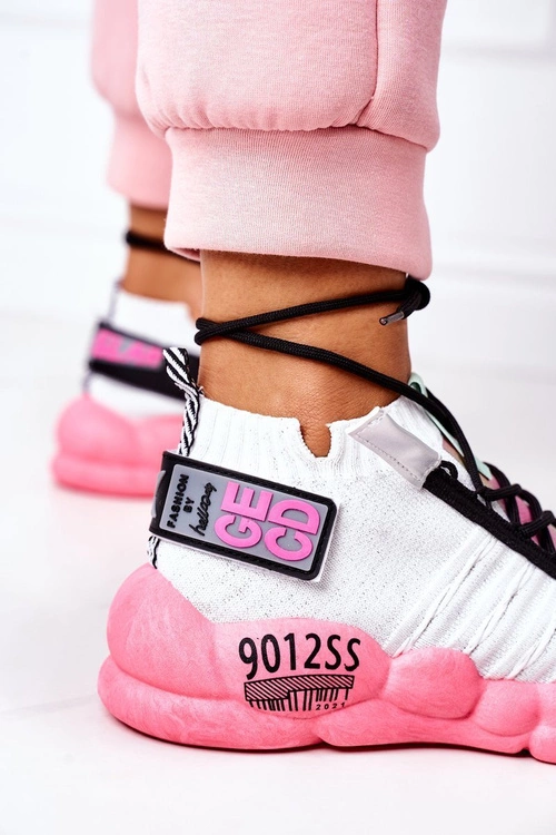 Damskie Sportowe Buty Sneakersy Biało-Różowe Bubble Tea