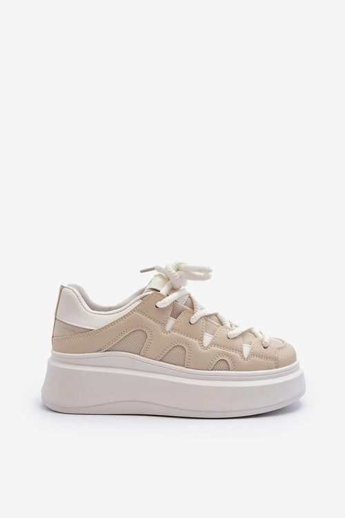 Damskie Sneakersy Z Grubym Sznurowaniem Beżowe Vinali