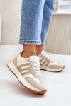 Sneakersy Buty Sportowe Na Platformie Damskie Beżowe Thari