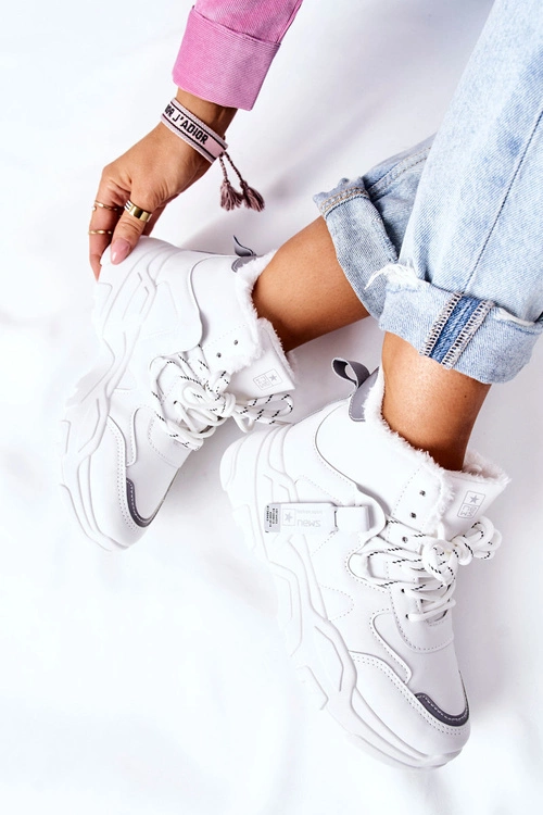 Damskie Ocieplane Sneakersy Śniegowce Białe Kaphia