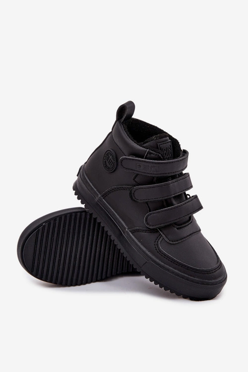 Ocieplane Botki Sneakersy Dziecięce Na Rzepy Big Star SS374070 Czarne