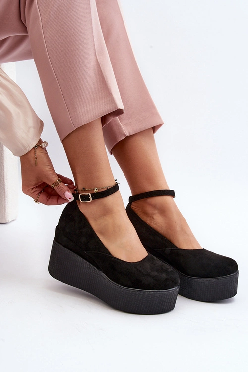 Damskie Espadryle Na Koturnie Czarne Malla