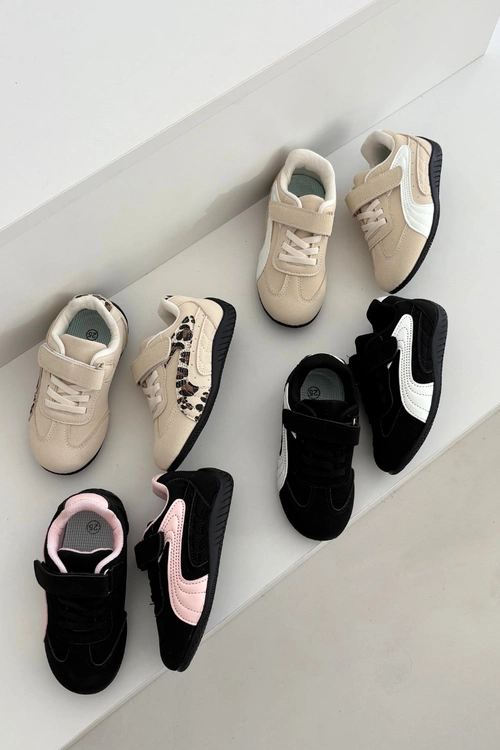 Buty Sportowe Dziecięce Z Rzepem Beżowe Z Panterką Perrin