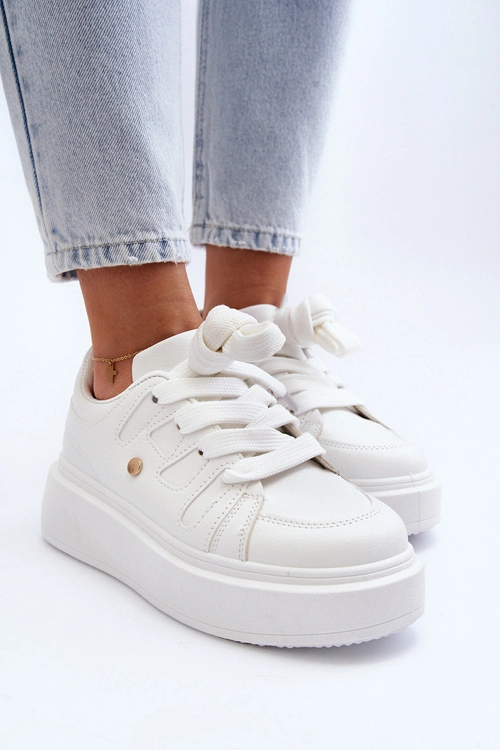 Sneakersy Damskie Na Platformie Białe Asylia