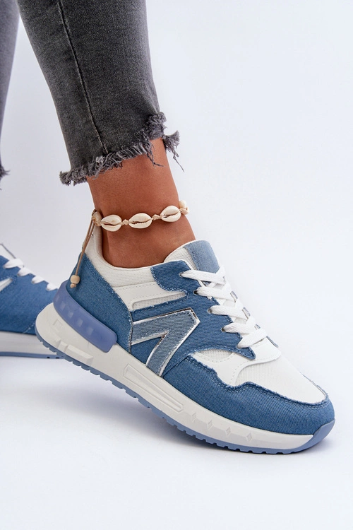 Jeansowe Sneakersy Damskie Z Eko Skóry Niebieskie Vinelli