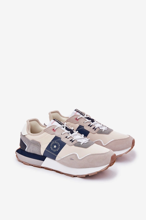 Zamszowe Sneakersy Męskie Na Platformie Big Star RR174471 Hi-Poly System Szare