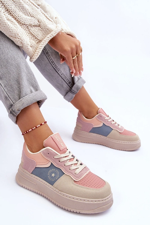 Buty Sportowe Damskie Big Star MM274233 Różowo-Beżowe