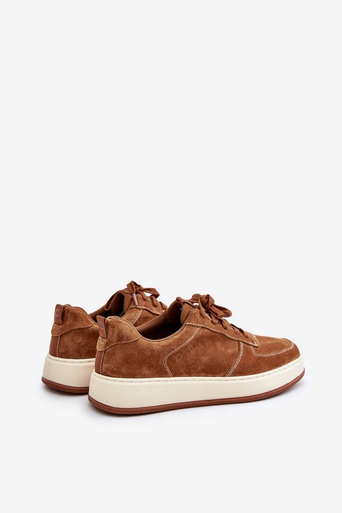 Męskie Sneakersy Na Platformie Zamszowe Big Star OO174014 Brązowe