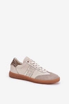 Skórzane Buty Sportowe Sneakersy Damskie Panterka CheBello 4640 Beżowe