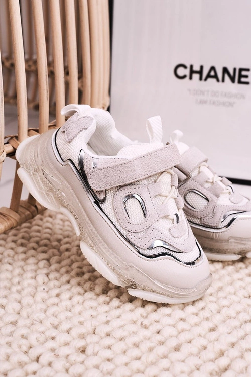 Dziecięce Sportowe Buty Sneakersy Z Przezroczystą Podeszwą Białe Bailey