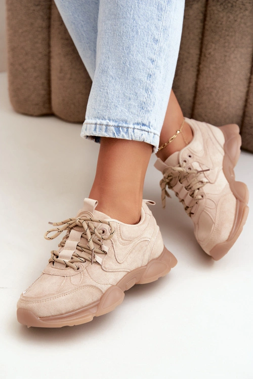 Sneakersy Damskie Ciemnobeżowe Shaley