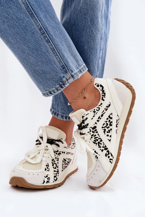 Skórzane Zamszowe Sneakersy Damskie Big Star TT274548 Białe