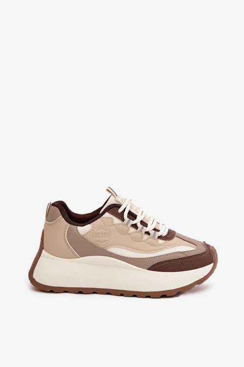 Sneakersy Damskie Na Platformie Big Star SS274002 HI-POLY SYSTEM Beżowe