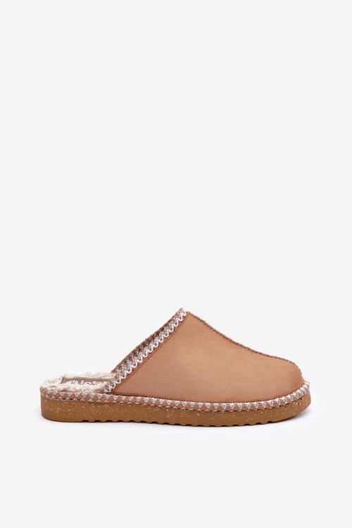 Obuwie Domowe Kapcie Z Haftem Damskie Inblu EY000028 Camel