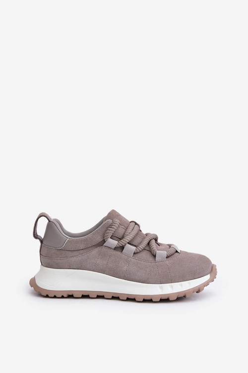 Zamszowe Sneakersy Damskie Z Grubym Sznurowaniem Artiker 54C1465 Szare