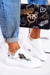 Damskie Sportowe Buty Sneakersy Z Muchą Białe Złote Amour