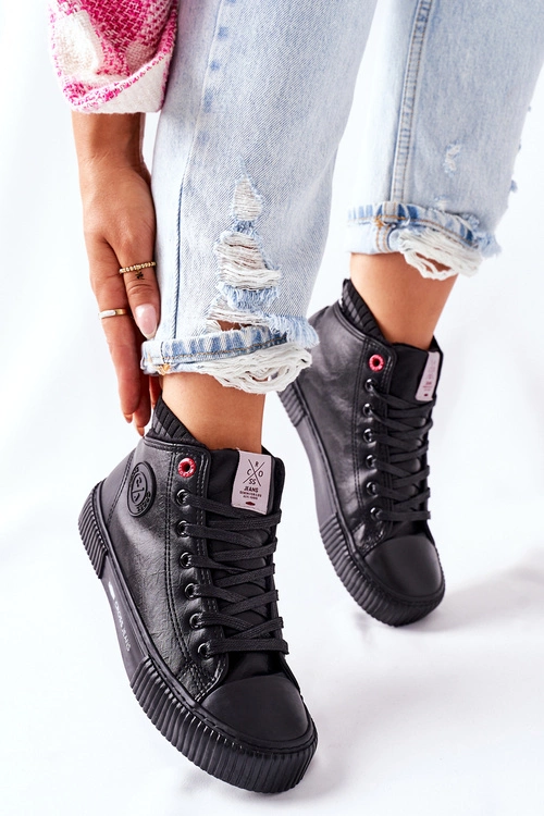 Trampki Damskie Cross Jeans Wysokie Czarne II2R4021