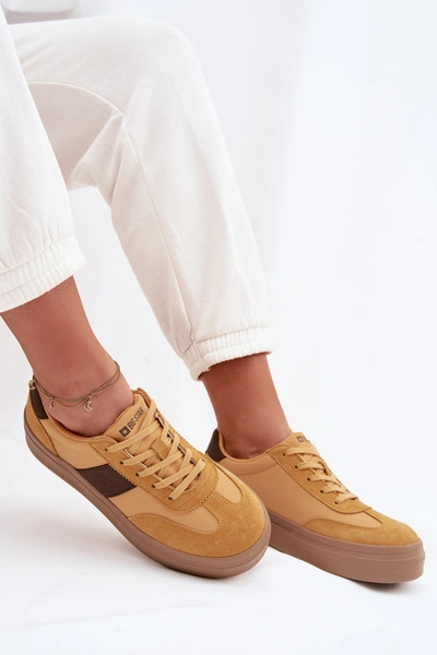 Zamszowe Sneakersy Damskie Big Star TT274166 Żółte