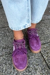 Skórzane Zamszowe Sneakersy Damskie Ocieplane Big Star UU274772 Fioletowe