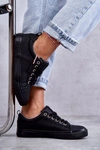 Niskie Damskie Skórzane Trampki Big Star KK274006 Czarne