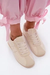Sneakersy Damskie Z Eko Zamszu Niskie Jasnobeżowe Melvelin