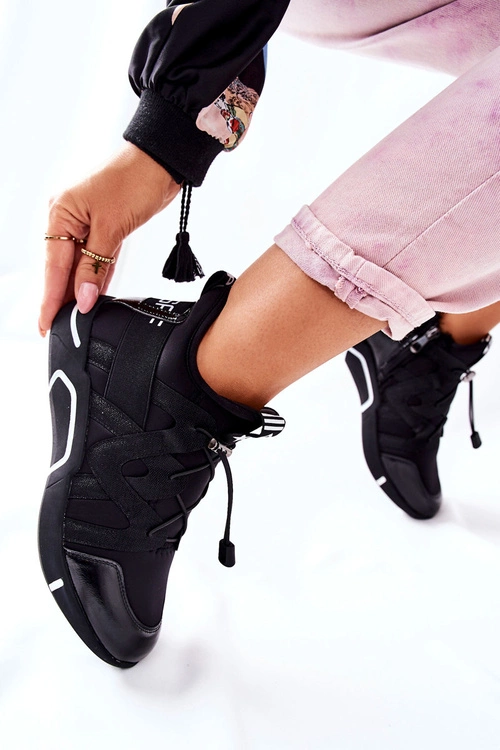 Wysokie Sportowe Buty Sneakersy Czarne Lanez