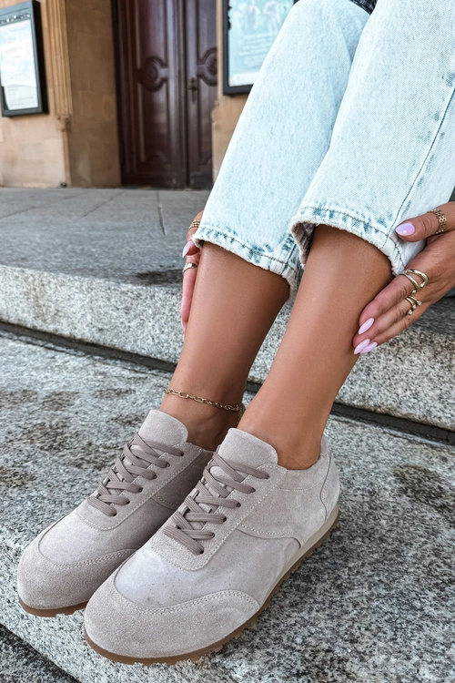 Sneakersy Barefoot Z Naturalnego Zamszu Zazoo N1422 Beżowe