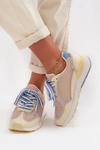 Sneakersy Damskie Z Eko Skóry Żółte Kelira